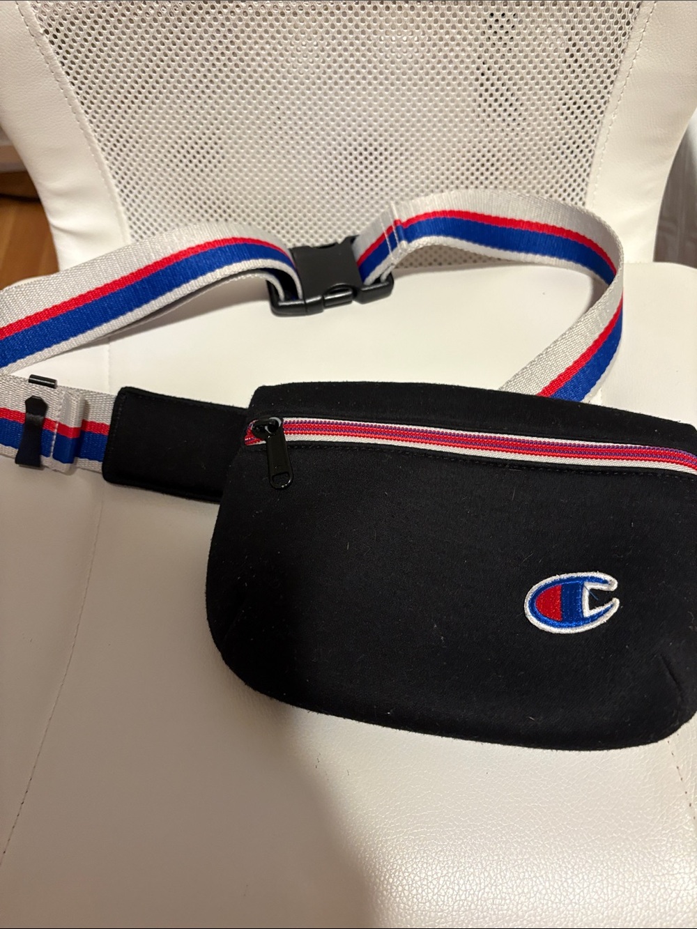 Champion Black Belt Bag with Red, White & Blue Strap